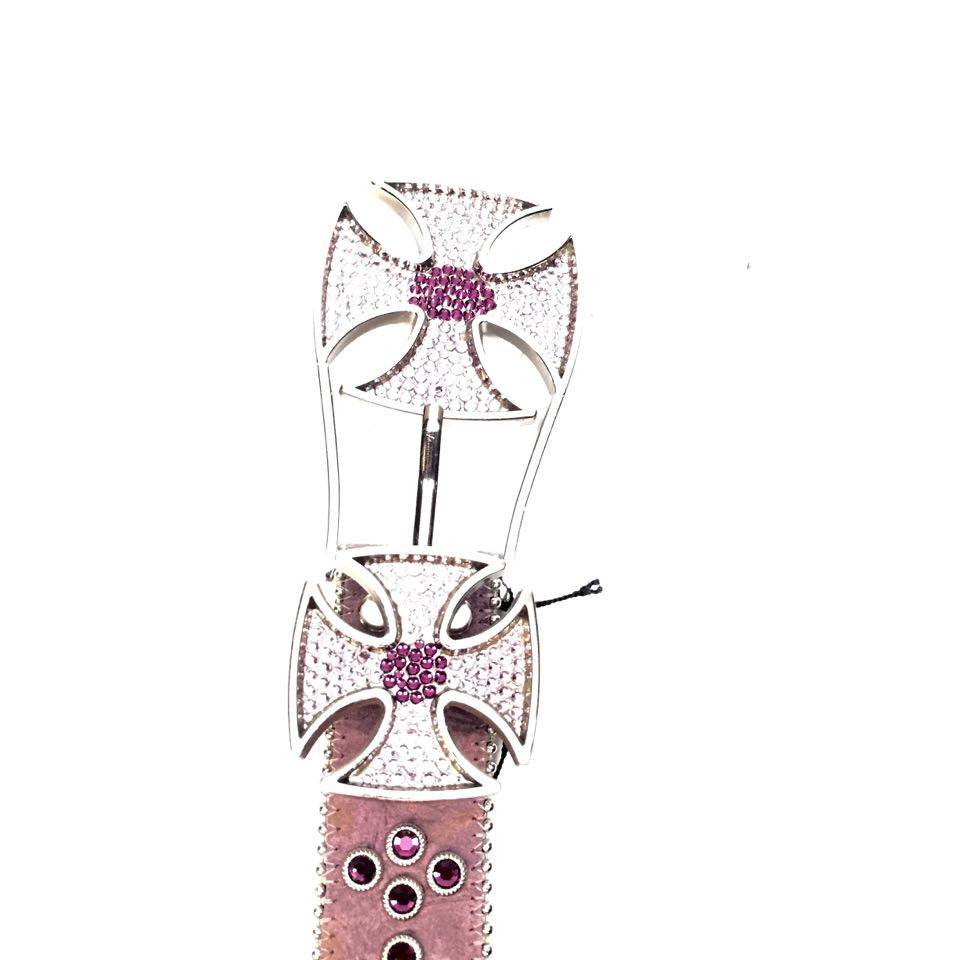 b.b. Simon Leather Cross Pattée Crystal Belt - Dudes Boutique