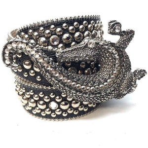 b.b. Simon Black Lizard Crystal Belt - Dudes Boutique