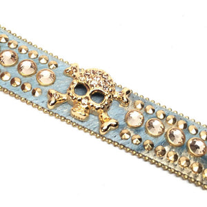 b.b. Simon Gold Skull Pony Crystal Belt - Dudes Boutique