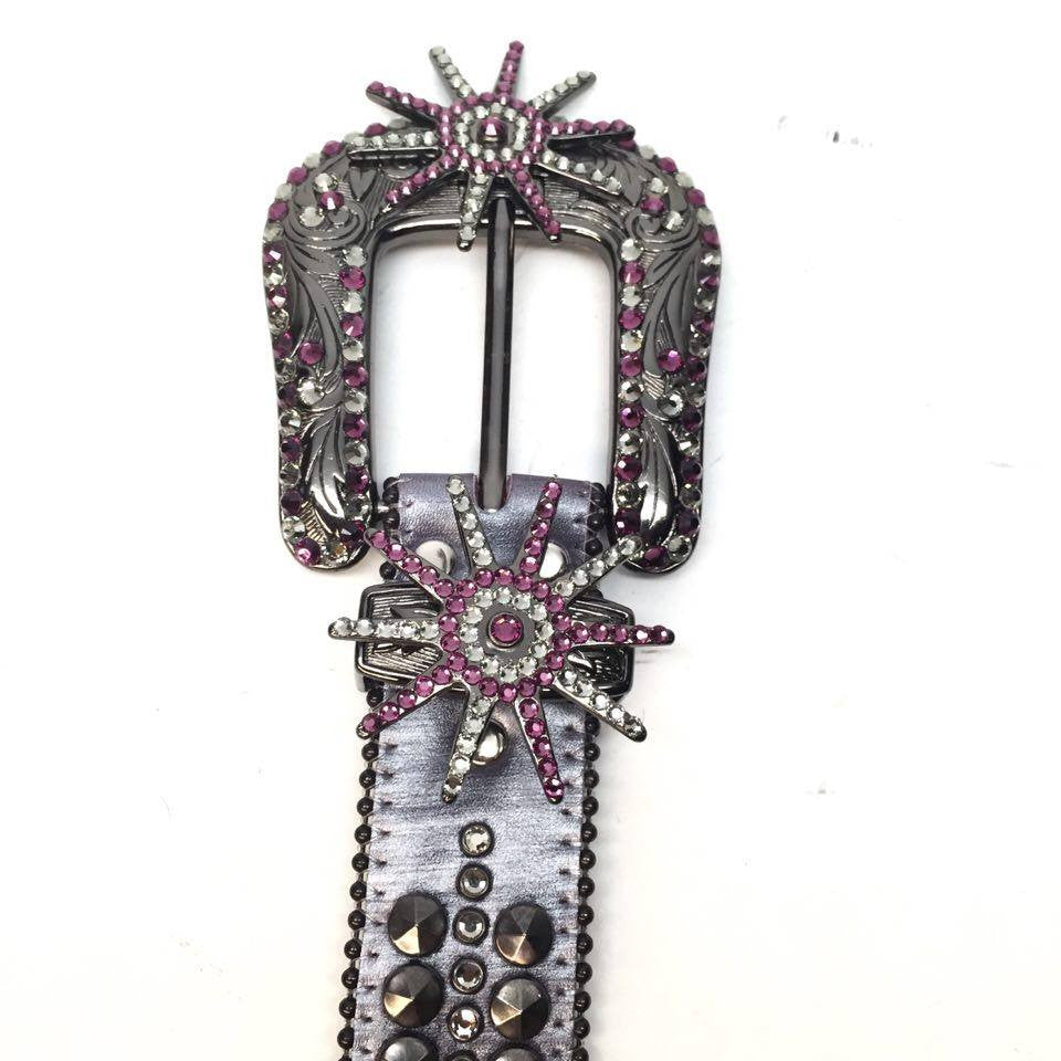 b.b. Simon Purple Horseshoe Crystal Belt - Dudes Boutique