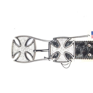 b.b. Simon Black Cross Pattée Crystal Belt - Dudes Boutique