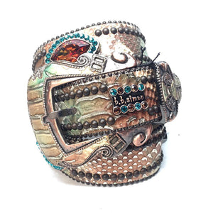 b.b. Simon Python Oval Crystal Belt - Dudes Boutique