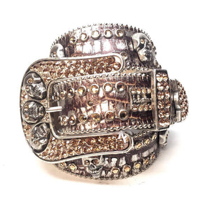 b.b. Simon Bronze Skull Crystal Belt - Dudes Boutique