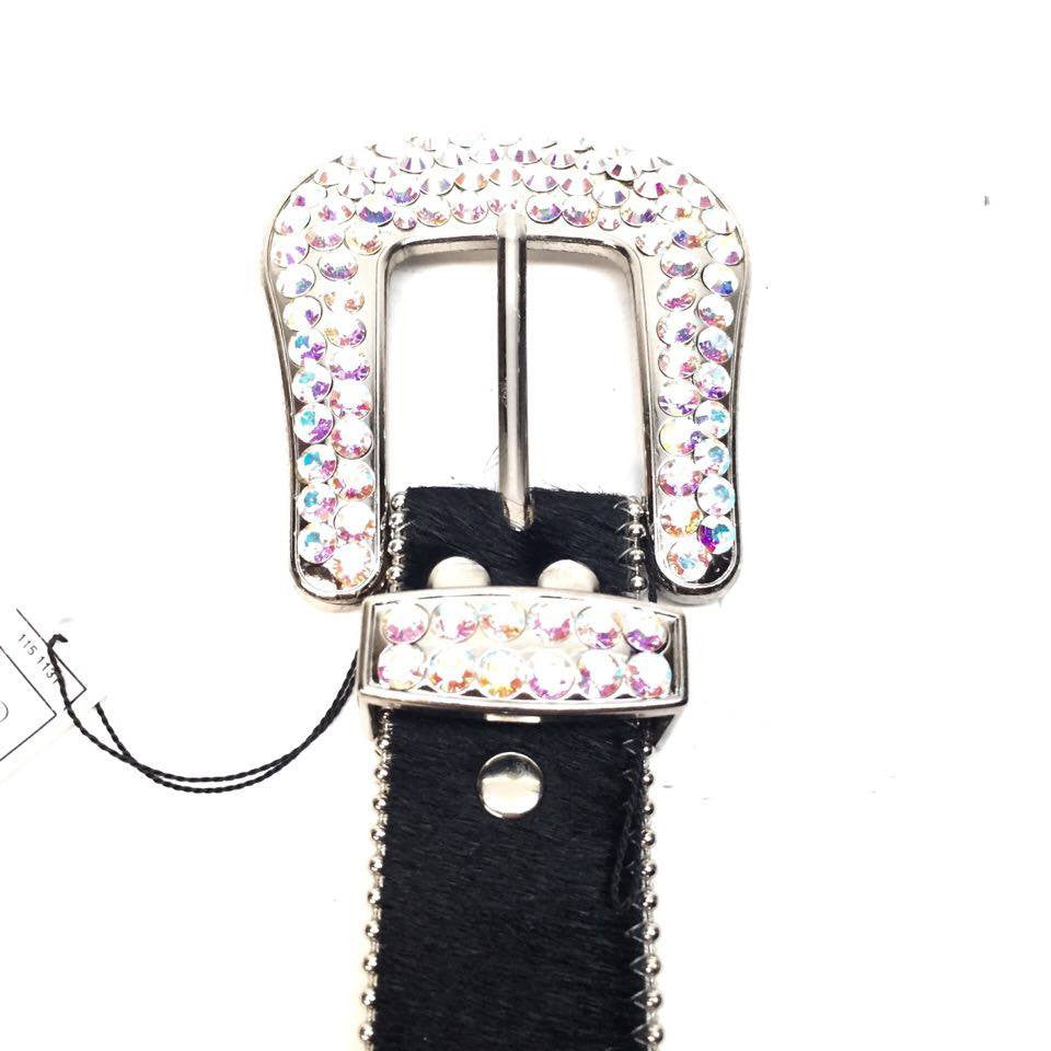 b.b. Simon Negro Pony Skull Crystal Belt - Dudes Boutique