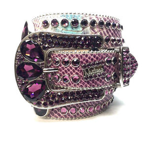 b.b. Simon Purple Python Crystal Belt - Dudes Boutique