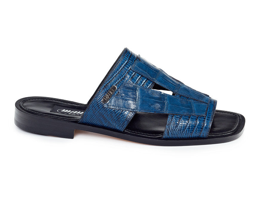 Mauri - 1416 Iris Blue Tejus Lizard/Alligator Body Sandals - Dudes Boutique