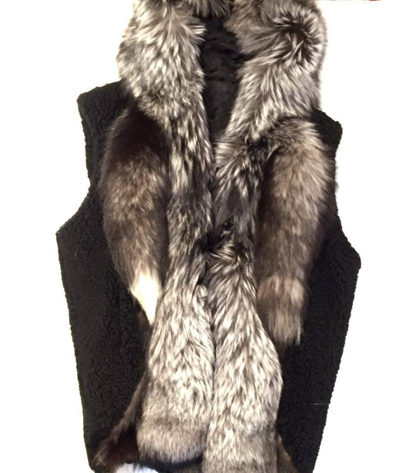 Jakewood Shearling Silver Fox Tail Vest - Dudes Boutique