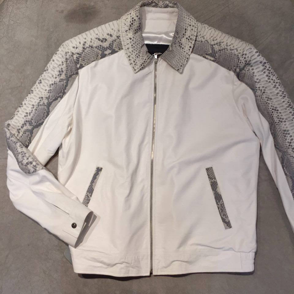 G-Gator White Python/Lambskin Blouson Jacket - Dudes Boutique