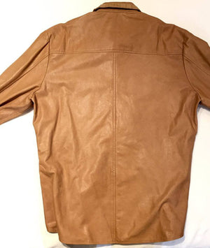 Kashani Men's Beige Lambskin Button-Up Shirt with Alligator Pockets - Dudes Boutique