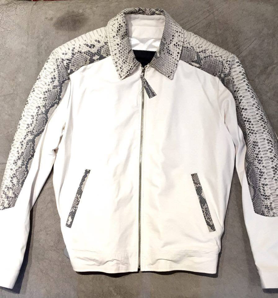 G-Gator White Python/Lambskin Blouson Jacket - Dudes Boutique