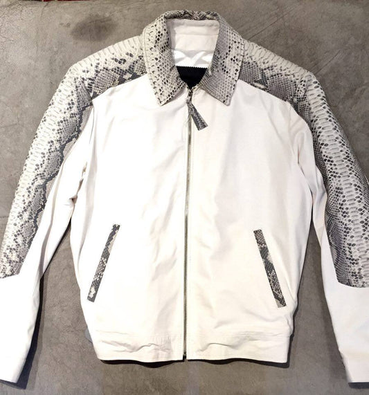 G-Gator white python and lambskin blouson jacket