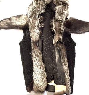 Jakewood Shearling Silver Fox Tail Vest - Dudes Boutique