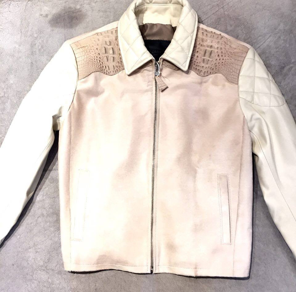 G-Gator Cream Pony Hair/Alligator Blouson Jacket - Dudes Boutique