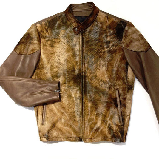 G-Gator natural pony hair and lambskin racer jacket