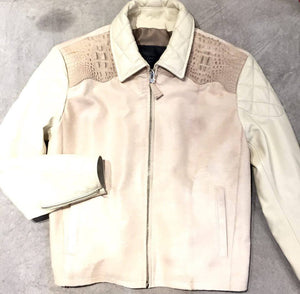 G-Gator Cream Pony Hair/Alligator Blouson Jacket - Dudes Boutique