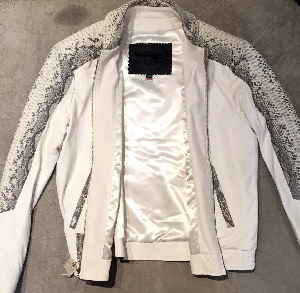 G-Gator White Python/Lambskin Blouson Jacket - Dudes Boutique