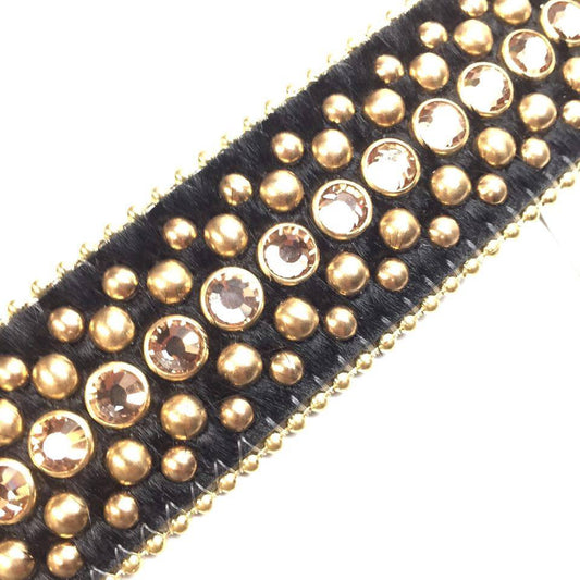 b.b. Simon Fully Loaded Black & Gold Pony Crystal Belt - Dudes Boutique