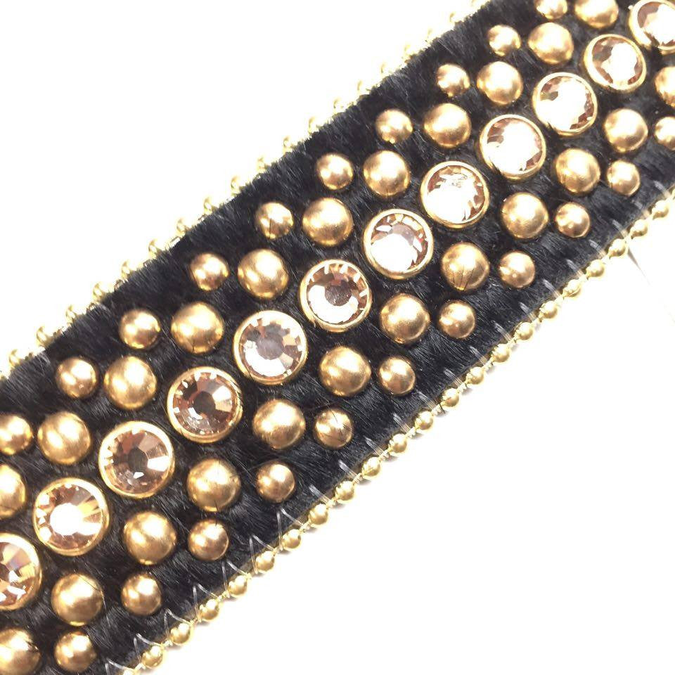 b.b. Simon Fully Loaded Black & Gold Pony Crystal Belt - Dudes Boutique