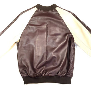 G-Gator Chocolate/Biege Lambskin Varsity Jacket - Dudes Boutique
