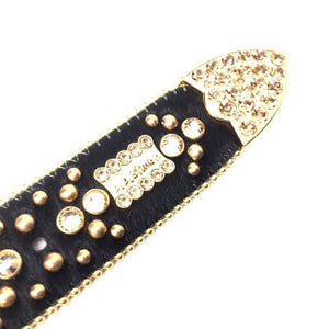 b.b. Simon Fully Loaded Black & Gold Pony Crystal Belt - Dudes Boutique