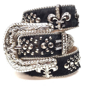 b.b. Simon Pony Fleur-De-Lis Crystal Belt - Dudes Boutique