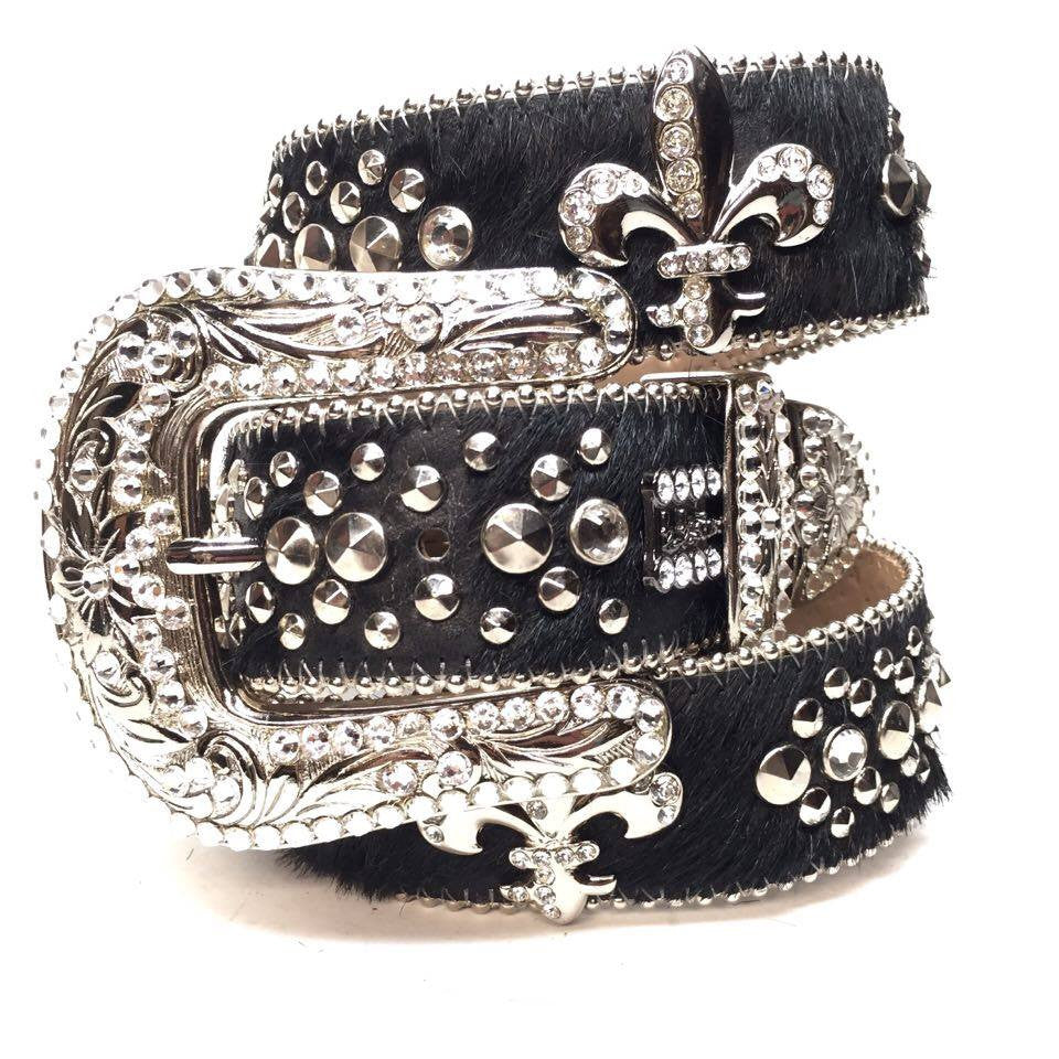 b.b. Simon Pony Fleur-De-Lis Crystal Belt - Dudes Boutique