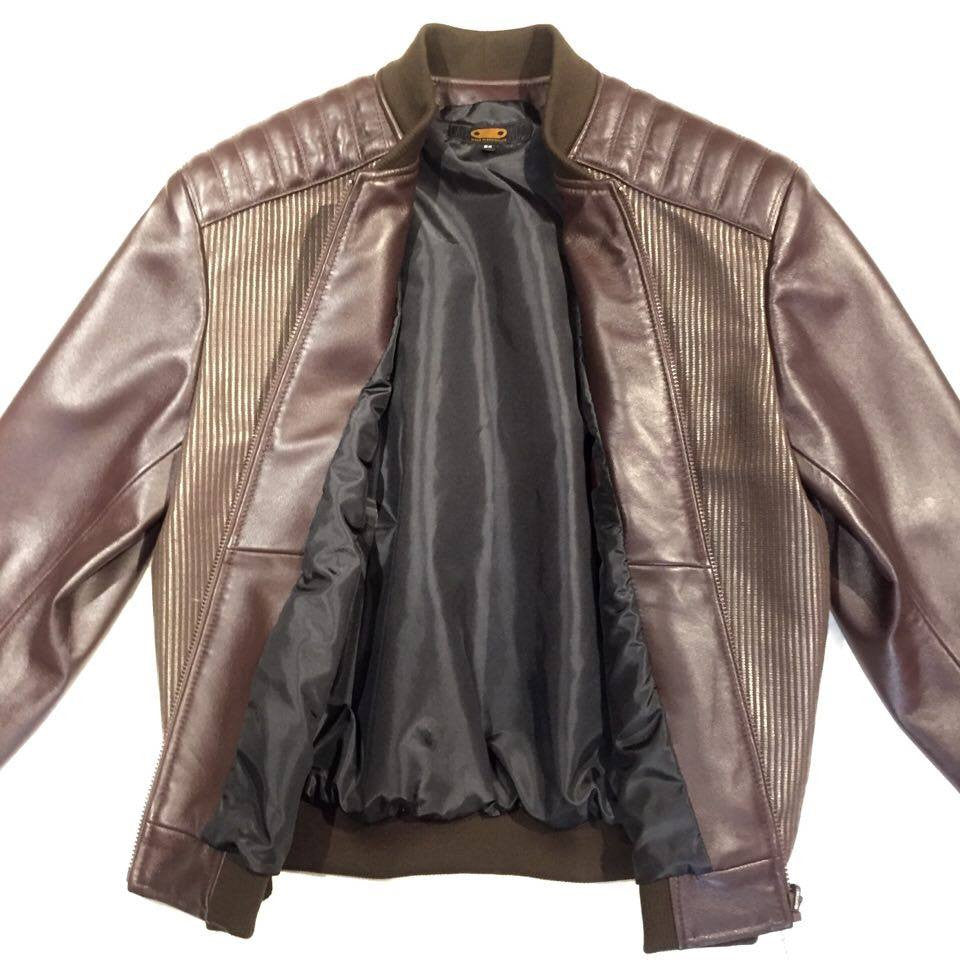 G-Gator Chocolate Lambskin/Fabric Varsity Jacket - Dudes Boutique
