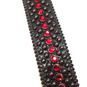 b.b. Simon Black & Red Fully Loaded Crystal Belt - Dudes Boutique