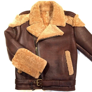 Jakewood Cocoa Biker Style Shearling Jacket - Dudes Boutique