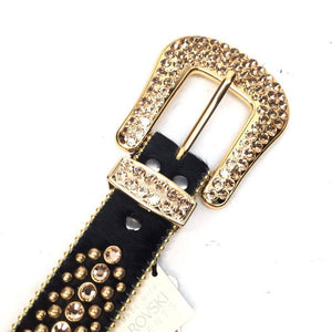 b.b. Simon Fully Loaded Black & Gold Pony Crystal Belt - Dudes Boutique