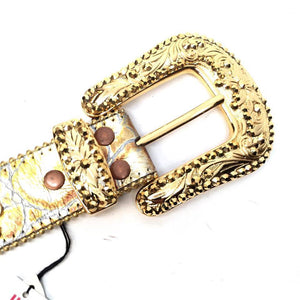 b.b. Simon Gold Crocodile Crystal Belt - Dudes Boutique