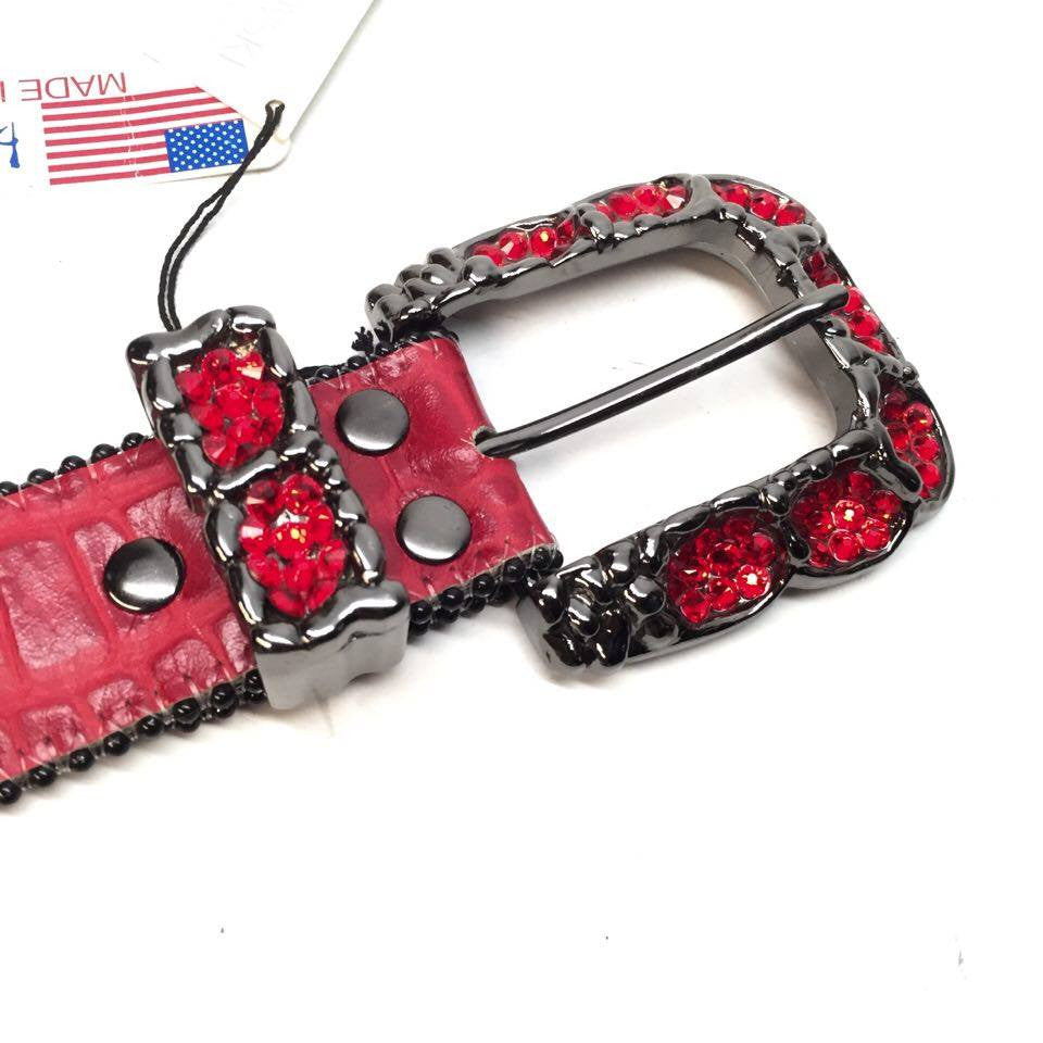 b.b. Simon Red Honeycomb Crystal Belt - Dudes Boutique