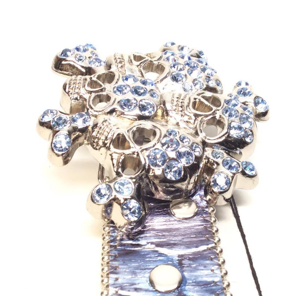 b.b. Simon Metallic Skull Crystal Belt - Dudes Boutique