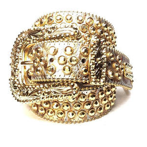 b.b. Simon Gold Crocodile Crystal Belt - Dudes Boutique