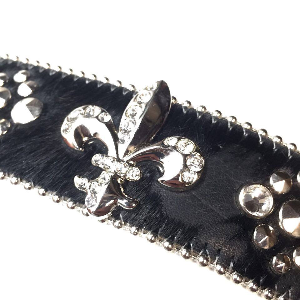 b.b. Simon Pony Fleur-De-Lis Crystal Belt - Dudes Boutique