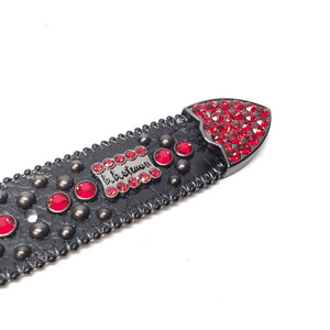 b.b. Simon Black & Red Fully Loaded Crystal Belt - Dudes Boutique