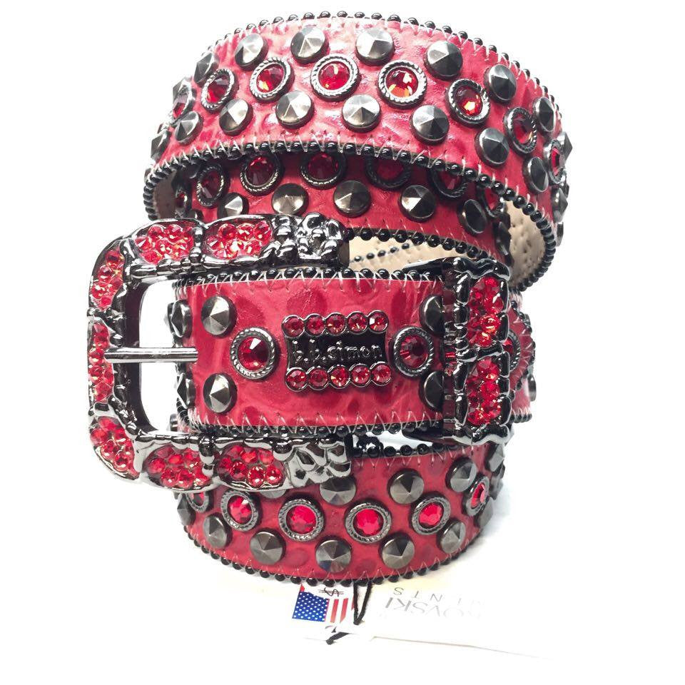 b.b. Simon Red Honeycomb Crystal Belt - Dudes Boutique