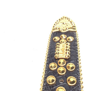b.b. Simon Black & Gold 3-row Crystal Belt - Dudes Boutique