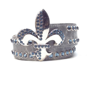 b.b. Simon Blue Topaz Fleur-De-Lis Crystal Belt - Dudes Boutique