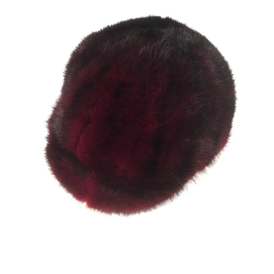 Burgundy Mink Fur Riding Hat - Dudes Boutique