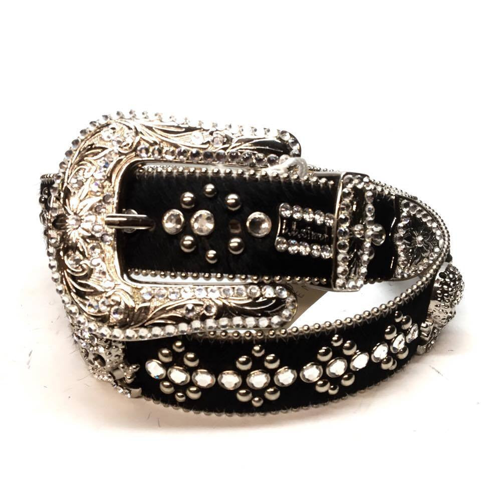 b.b. Simon "Black Pony Hair Pirate" Crystal Belt - Dudes Boutique