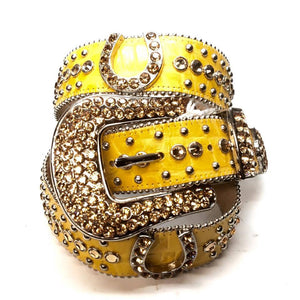 b.b. Simon "Yellow Horseshoe" Crystal Belt - Dudes Boutique