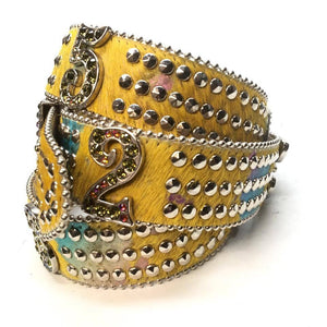 b.b. Simon "Yellow Number Belt" Crystal Belt - Dudes Boutique