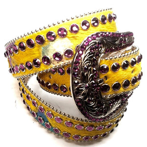 b.b. Simon "Yellow Pony Hair" Swarovski Crystal Belt - Dudes Boutique