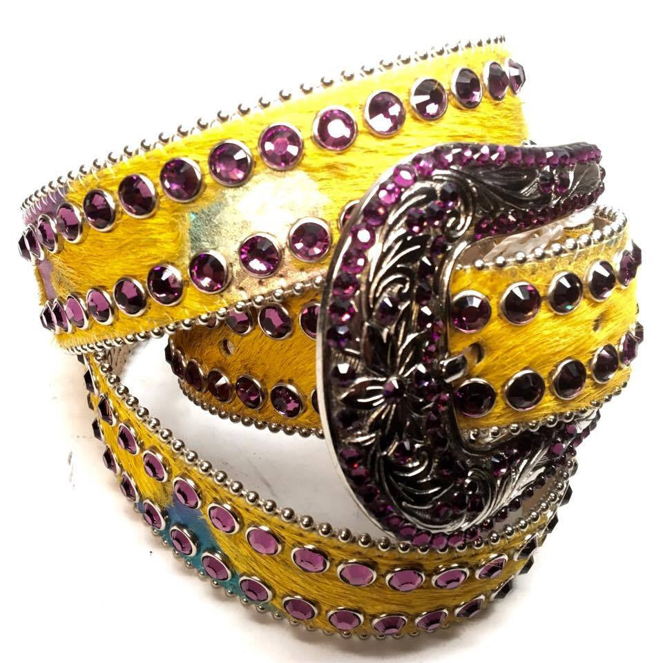 b.b. Simon "Yellow Pony Hair" Swarovski Crystal Belt - Dudes Boutique