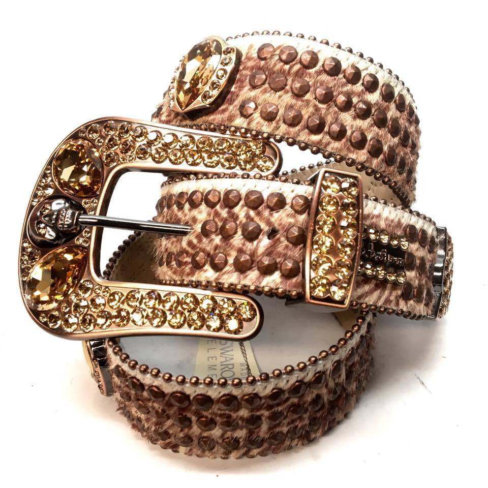 b.b. Simon "Alien Studded" Pony Hair Crystal Belt - Dudes Boutique