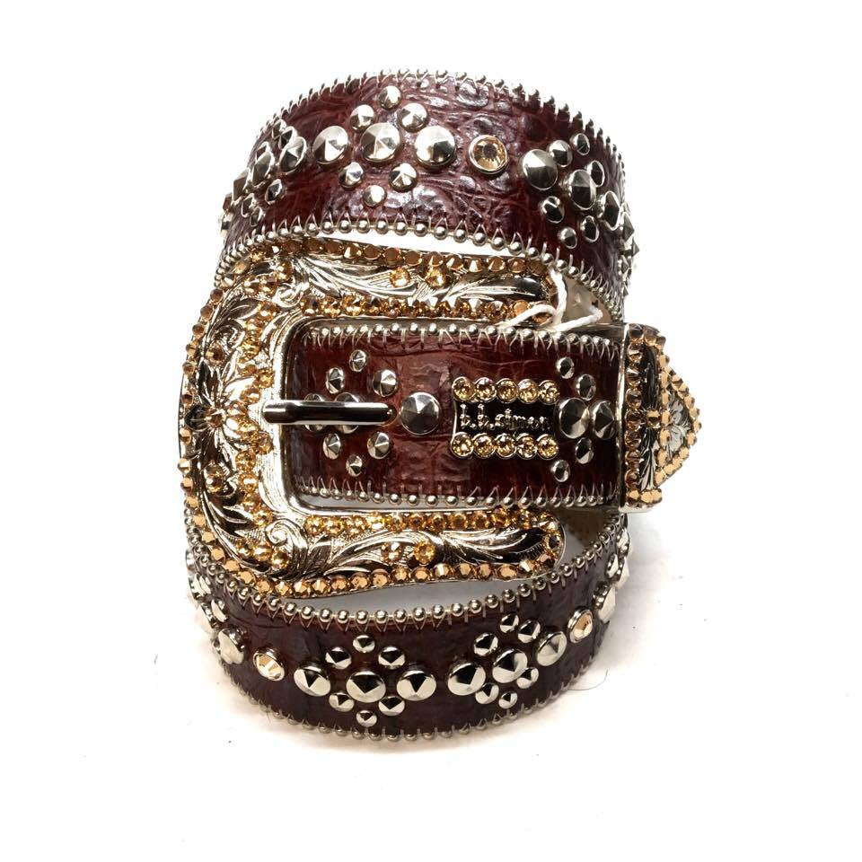 b.b. Simon "Chocolate Brown" Crystal Belt - Dudes Boutique