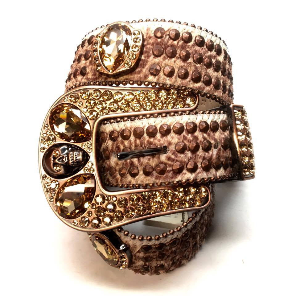 b.b. Simon "Alien Studded" Pony Hair Crystal Belt - Dudes Boutique