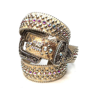 b.b. Simon "Beige Python" Crystal Belt - Dudes Boutique