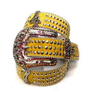 b.b. Simon "Yellow Number Belt" Crystal Belt - Dudes Boutique